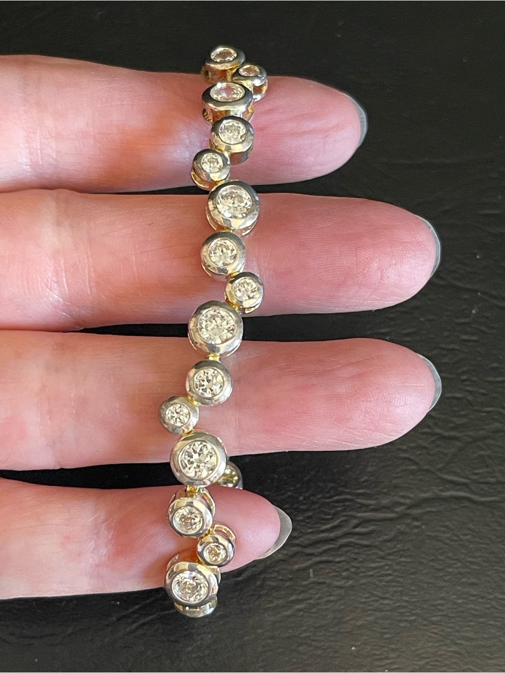 925 Sterling silver bezel set CZ tennis Bracelet .